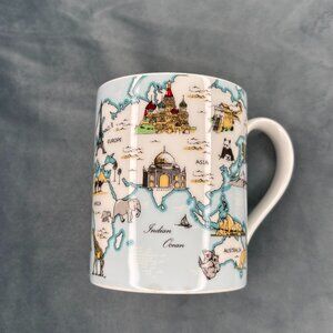 Rare Tiffany & Co Bone China Coffee Mug with World Map Motif